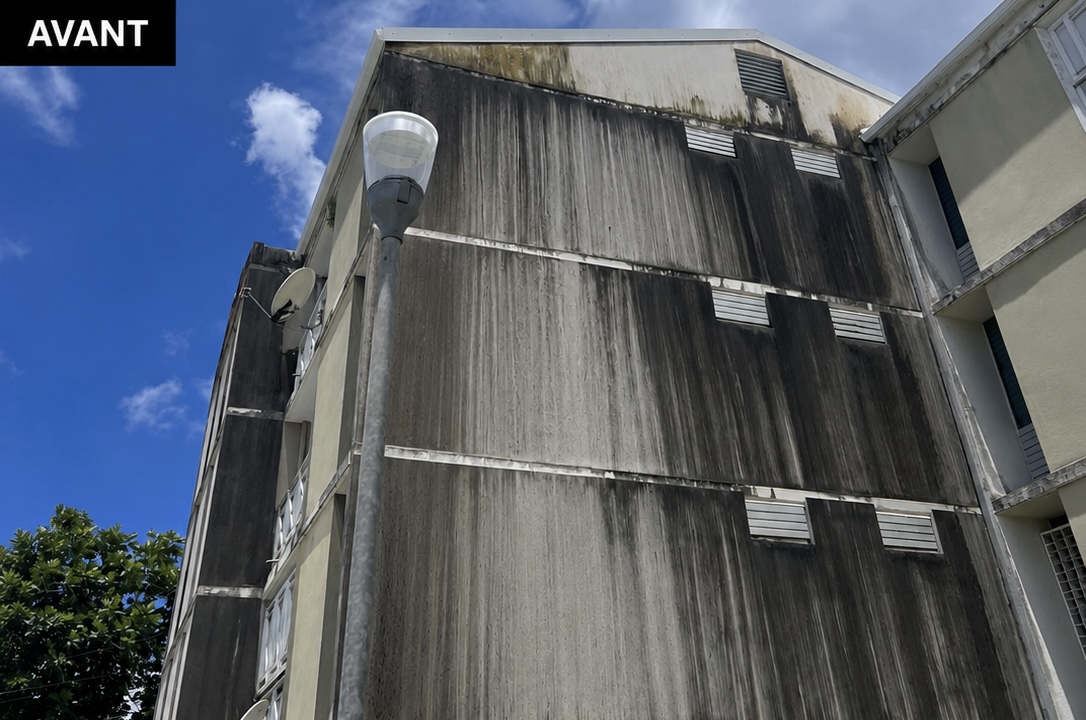 Façade encrassée avant intervention par drone